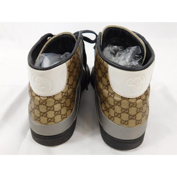 GUCCI MONOGRAM LEATHER HIGH TOP SNEAKERS SZ 36 - Picture 13 of 13